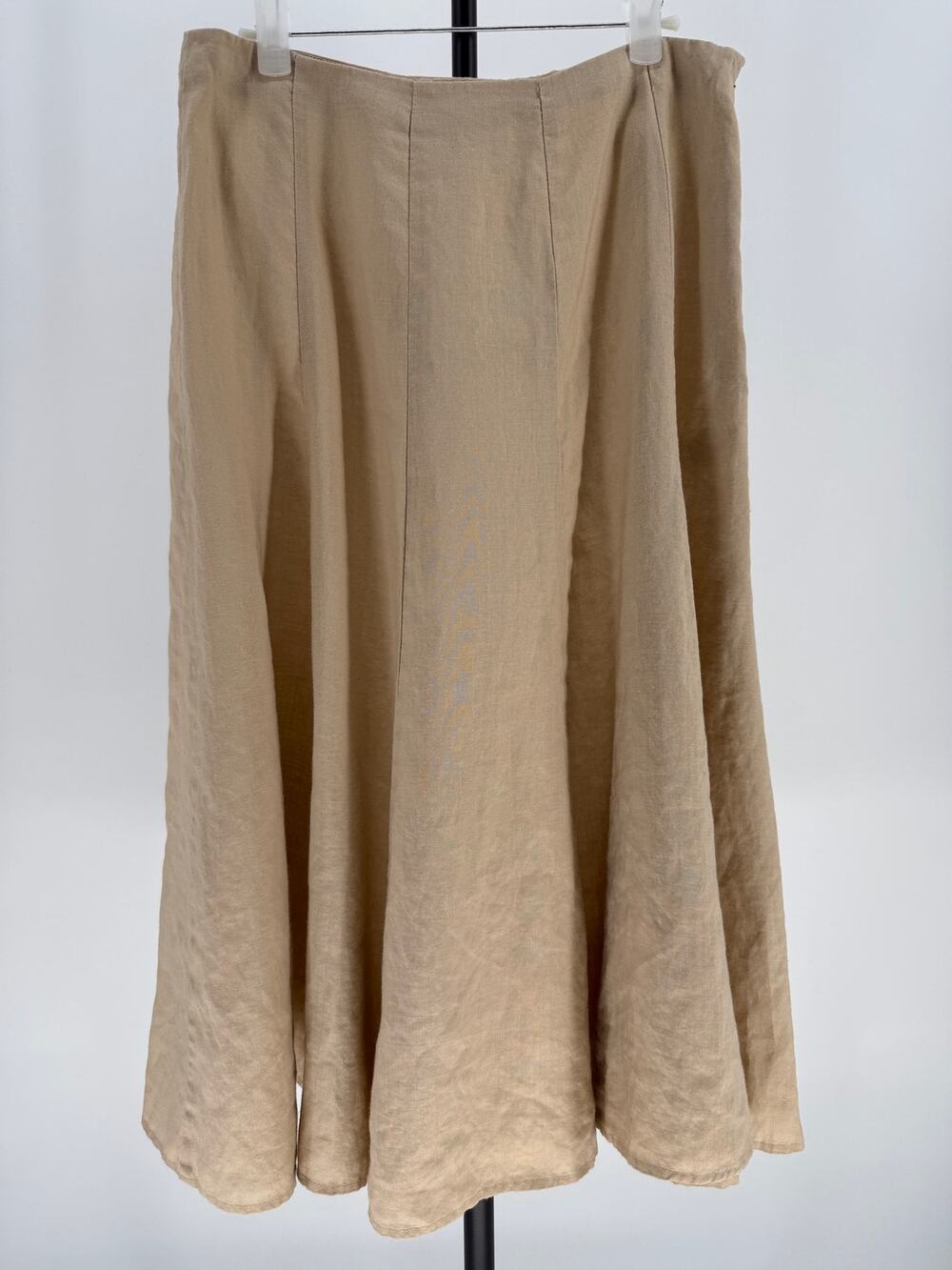 Allison Taylor Linen Midi Skirt Womens Size 6 Beige A-Line Flare Classic